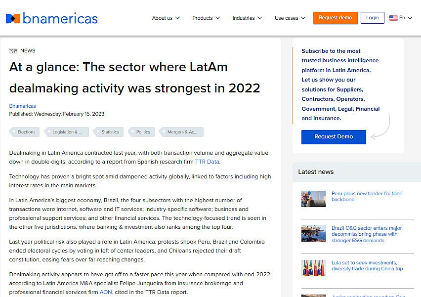 At a glance: The sector where LatAm dealmaking activity was strongest in 2022